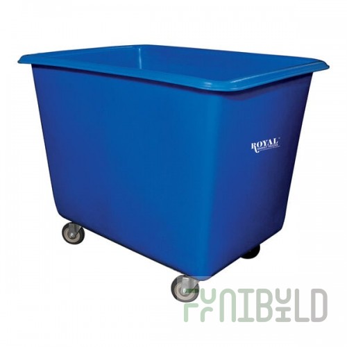 Royal Basket Trucks 20 Cu. Ft. Blue Poly Truck with Steel Base and 4 Swivel Casters R16-BLX-PGA-4UNN