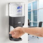 PURELL® 5024-01 ES4 1200 mL Graphite Gray Manual Hand Sanitizer Dispenser with Wall / Floor Shield