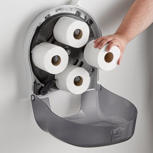 San Jamar R3900TBK Four Station Standard Roll Carousel Toilet Paper Dispenser