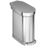 simplehuman CW2087 12 Gallon / 45 Liter Brushed Stainless Steel Slim Step-On Trash Can with Plastic Lid simplehuman CW2087 12 Gallon / 45 Liter Brushed Stainless Steel Slim Step-On Trash Can with Plastic Lid