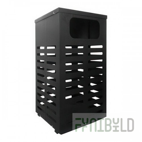 Paris Site Furnishings Lasting Impressions 461-360-0006 34 Gallon Black Powder-Coated Steel Rectangular Outdoor Trash Can