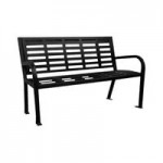 Paris Site Furnishings Lasting Impressions 461-360-0006 34 Gallon Black Powder-Coated Steel Rectangular Outdoor Trash Can