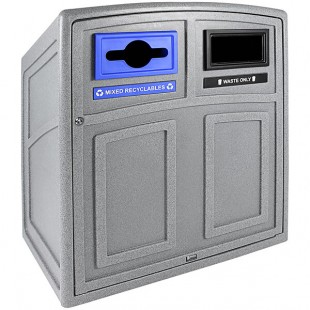 Busch Systems Uptown 101454 64 Gallon LDPE Two Stream Decorative Mixed Recyclables / Waste Receptacle Busch Systems Uptown 101454 64 Gallon LDPE Two Stream Decorative Mixed Recyclables / Waste Receptacle
