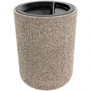 Wausau Tile TF1086 31 Gallon Concrete Round Trash Can with Aluminum Ash-N-Trash Top