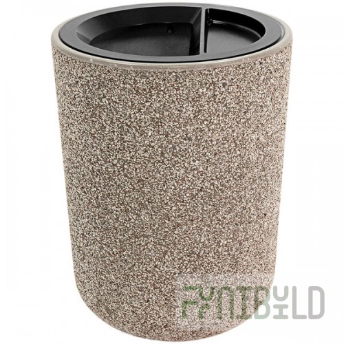 Wausau Tile TF1086 31 Gallon Concrete Round Trash Can with Aluminum Ash-N-Trash Top