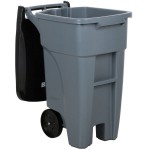Rubbermaid® 1971941 32 Gallon Gray Wheeled Rectangular Trash Can with Lid Rubbermaid® 1971941 32 Gallon Gray Wheeled Rectangular Trash Can with Lid