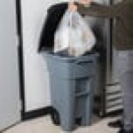 Rubbermaid® 1971941 32 Gallon Gray Wheeled Rectangular Trash Can with Lid Rubbermaid® 1971941 32 Gallon Gray Wheeled Rectangular Trash Can with Lid