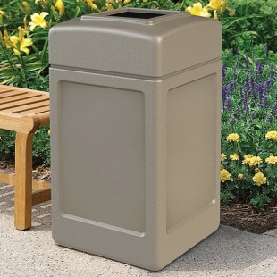 Commercial Zone 732102 PolyTec 42 Gallon Square Beige Trash Can