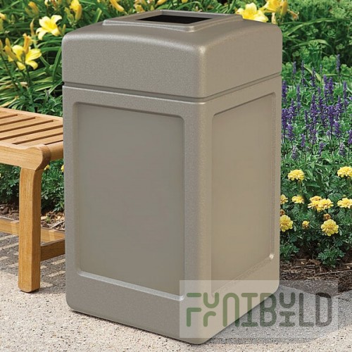 Commercial Zone 732102 PolyTec 42 Gallon Square Beige Trash Can
