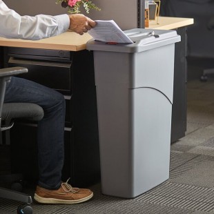 Rubbermaid® FG9W1500LGRAY Slim Jim® 23 Gallon Light Gray Rectangular Trash Can with Confidential Document Lid Rubbermaid® FG9W1500LGRAY Slim Jim® 23 Gallon Light Gray Rectangular Trash Can with Confidential Document Lid