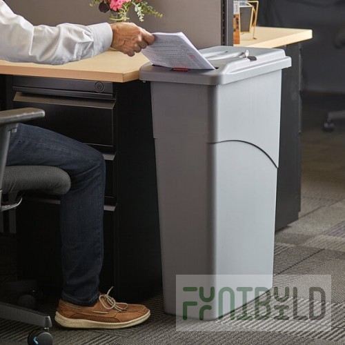 Rubbermaid® FG9W1500LGRAY Slim Jim® 23 Gallon Light Gray Rectangular Trash Can with Confidential Document Lid
