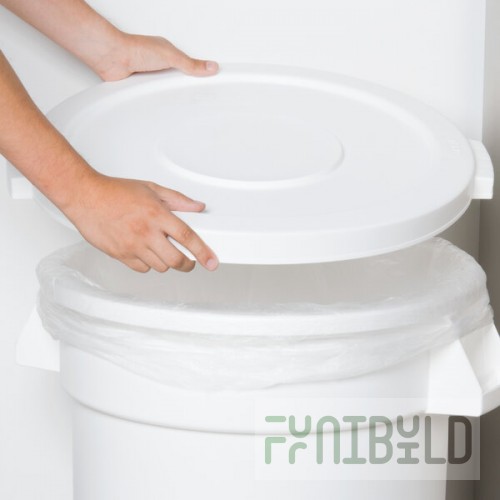 Carlisle 84102102 Bronco 20 Gallon White Flat Round Trash Can Lid