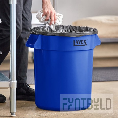 Lavex 20 Gallon Blue Round Commercial Trash Can / Ingredient Bin