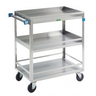 Lakeside 730 Stainless Steel Three Shelf Heavy Duty Guard Rail Utility Cart - 38 5/8 Lakeside 730 Stainless Steel Three Shelf Heavy Duty Guard Rail Utility Cart - 38 5/8