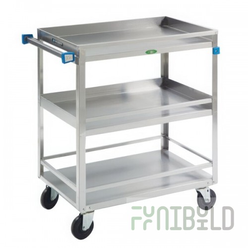 Lakeside 730 Stainless Steel Three Shelf Heavy Duty Guard Rail Utility Cart - 38 5/8
