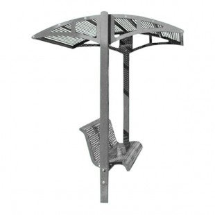 Paris Site Furnishings Shade Series 6' Window Gray Inground Mounted Park Bench with Canopy and Basket Weave Perforations 85 1/2 Paris Site Furnishings Shade Series 6' Window Gray Inground Mounted Park Bench with Canopy and Basket Weave Perforations 85 1/2