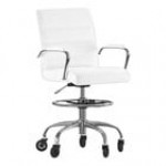 Flash Furniture Lexi Black LeatherSoft Mid-Back Swivel Drafting Chair with Chrome Base, Adjustable Foot Ring, and Roller Wheels Flash Furniture Lexi Black LeatherSoft Mid-Back Swivel Drafting Chair with Chrome Base, Adjustable Foot Ring, and Roller Wheels
