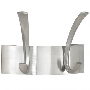 Safco 4203SL Brushed Nickel Metal Two-Peg Coat Hook / Wall Rack