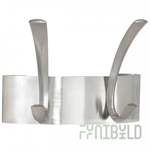 Safco 4203SL Brushed Nickel Metal Two-Peg Coat Hook / Wall Rack