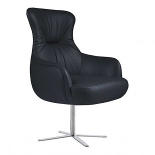 QA Group Black Faux Leather Executive Chair with Steel Swivel Base QA Group Black Faux Leather Executive Chair with Steel Swivel Base