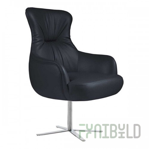 QA Group Black Faux Leather Executive Chair with Steel Swivel Base