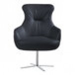 QA Group Black Faux Leather Executive Chair with Steel Swivel Base QA Group Black Faux Leather Executive Chair with Steel Swivel Base