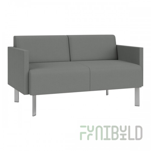 Lesro Luxe Lounge Series Open House Asteroid Fabric Loveseat with Upholstered Arms and Steel Legs