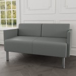 Lesro Luxe Lounge Series Open House Asteroid Fabric Loveseat with Upholstered Arms and Steel Legs Lesro Luxe Lounge Series Open House Asteroid Fabric Loveseat with Upholstered Arms and Steel Legs