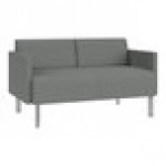 Lesro Luxe Lounge Series Open House Asteroid Fabric Loveseat with Upholstered Arms and Steel Legs Lesro Luxe Lounge Series Open House Asteroid Fabric Loveseat with Upholstered Arms and Steel Legs