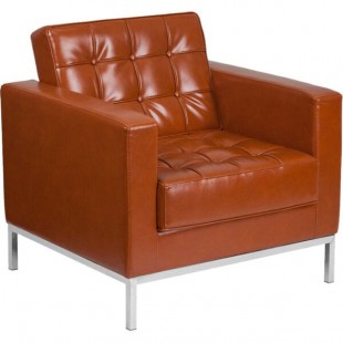 Flash Furniture ZB-LACEY-831-2-CHAIR-COG-GG Hercules Lacey Cognac Contemporary Leather Chair with Stainless Steel Frame Flash Furniture ZB-LACEY-831-2-CHAIR-COG-GG Hercules Lacey Cognac Contemporary Leather Chair with Stainless Steel Frame