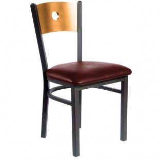 BFM Seating Darby Sand Black Customizable Metal Side Chair with Natural Wooden Back and 2 BFM Seating Darby Sand Black Customizable Metal Side Chair with Natural Wooden Back and 2