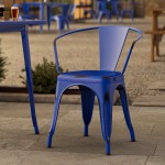 Lancaster Table & Seating Alloy Distressed Blue Quartz Outdoor Arm Chair Lancaster Table & Seating Alloy Distressed Blue Quartz Outdoor Arm Chair