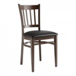 Lancaster Table & Seating Spartan Metal Ladder Back Chair with Dark Walnut Wood Grain Finish and Red Vinyl Seat - Detached Seat