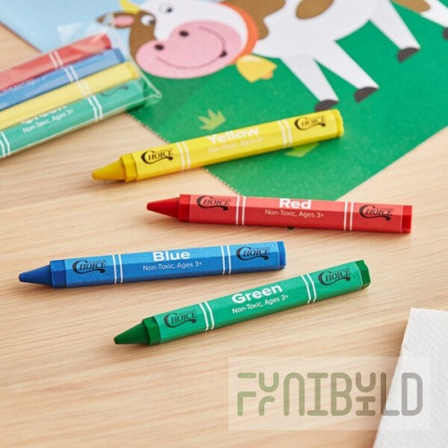 Choice 4-Pack Hexagonal Kids' Restaurant Crayons in Cello Wrap - 250/Case