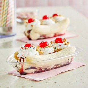 Carnival King 12 oz. Clear Plastic Banana Split Boat - 500/Case