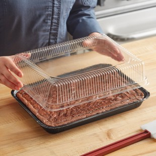 Durable Packaging High Dome Plastic Cover for 1/4 Sheet Cake Pan - 100/Case Durable Packaging High Dome Plastic Cover for 1/4 Sheet Cake Pan - 100/Case