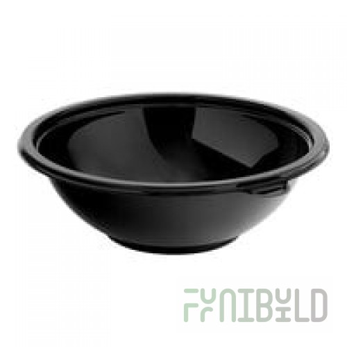 Sabert 93064A50 FreshPack 64 oz. Black Round Shallow Bowl - 50/Case