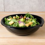 Sabert 93064A50 FreshPack 64 oz. Black Round Shallow Bowl - 50/Case