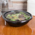 Sabert 93064A50 FreshPack 64 oz. Black Round Shallow Bowl - 50/Case