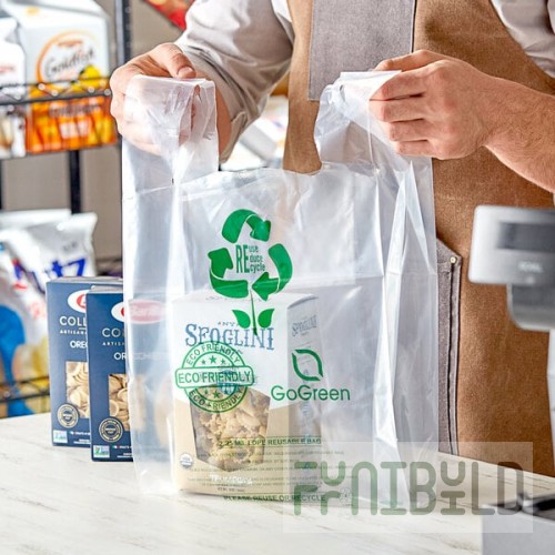 Choice 1/6 Standard Size 2.25 Mil Clear Reusable Extra Heavy-Duty Plastic T-Shirt Bag - 200/Case