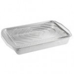 Choice Heavy Duty Smoothwall Silver Extra Large Oblong Foil Entree / Take-Out Pan with Dome Lid 108 oz. - 25/Case Choice Heavy Duty Smoothwall Silver Extra Large Oblong Foil Entree / Take-Out Pan with Dome Lid 108 oz. - 25/Case