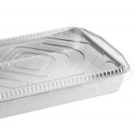 Choice Heavy Duty Smoothwall Silver Extra Large Oblong Foil Entree / Take-Out Pan with Dome Lid 108 oz. - 25/Case Choice Heavy Duty Smoothwall Silver Extra Large Oblong Foil Entree / Take-Out Pan with Dome Lid 108 oz. - 25/Case