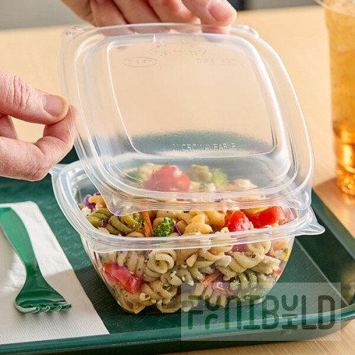 Dart PP816BDL PresentaBowls Pro Clear Polypropylene Vented Square Flat Lid for 8-16 oz. Square Bowls - 504/Case