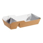 Carnival King 1 lb. Medium Two-Compartment Foiled Paper Food Tray 6 1/2 Carnival King 1 lb. Medium Two-Compartment Foiled Paper Food Tray 6 1/2