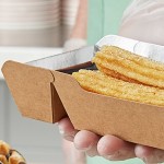 Carnival King 1 lb. Medium Two-Compartment Foiled Paper Food Tray 6 1/2 Carnival King 1 lb. Medium Two-Compartment Foiled Paper Food Tray 6 1/2