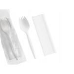 Choice Medium Weight White Wrapped Polypropylene Plastic Spork and Napkin Kit - 1,000/Case