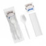 Choice Medium Weight White Wrapped Polypropylene Plastic Spork and Napkin Kit - 1,000/Case