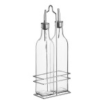 Choice 16 oz. 3 Piece Oil & Vinegar Cruet Set with Rack Choice 16 oz. 3 Piece Oil & Vinegar Cruet Set with Rack