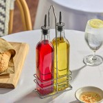 Choice 16 oz. 3 Piece Oil & Vinegar Cruet Set with Rack Choice 16 oz. 3 Piece Oil & Vinegar Cruet Set with Rack
