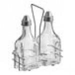 Choice 16 oz. 3 Piece Oil & Vinegar Cruet Set with Rack Choice 16 oz. 3 Piece Oil & Vinegar Cruet Set with Rack